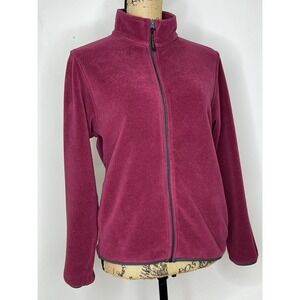 VINTAGE Woolrich Jacket Women Small Cranberry And Fleece Full Zip Hiking Outdoor